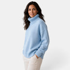 Women's oversized turtleneck jumper with ribbed trims