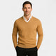 Men's V-neck fine knit jumper with long sleeves and ribbed trims