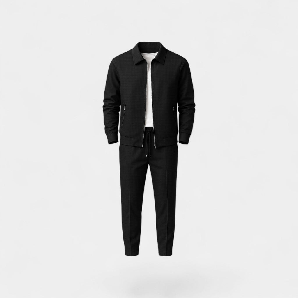 Men's matching jacket and trouser set with zip jacket and drawstring trousers