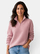Women's ribbed half-zip jumper with high collar and long sleeves