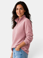 Women's ribbed half-zip jumper with high collar and long sleeves