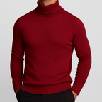 Men's ribbed turtleneck jumper with long sleeves and ribbed trims
