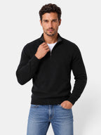 Men's quarter-zip jumper with mock neck and ribbed trims