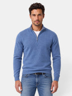 Men's quarter-zip jumper with mock neck and ribbed trims