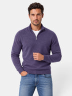 Men's quarter-zip jumper with mock neck and ribbed trims