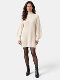 Women's oversized ribbed turtleneck jumper dress with long sleeves