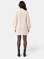 Women's oversized ribbed turtleneck jumper dress with long sleeves