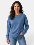 Women's long-sleeved crew neck sweatshirt with ribbed trims