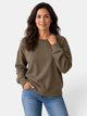 Women's long-sleeved crew neck sweatshirt with ribbed trims