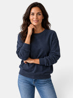 Women's long-sleeved crew neck sweatshirt with ribbed trims