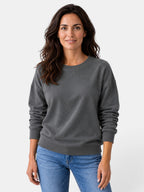 Women's long-sleeved crew neck sweatshirt with ribbed trims