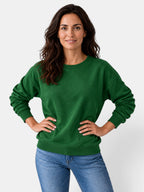 Women's long-sleeved crew neck sweatshirt with ribbed trims