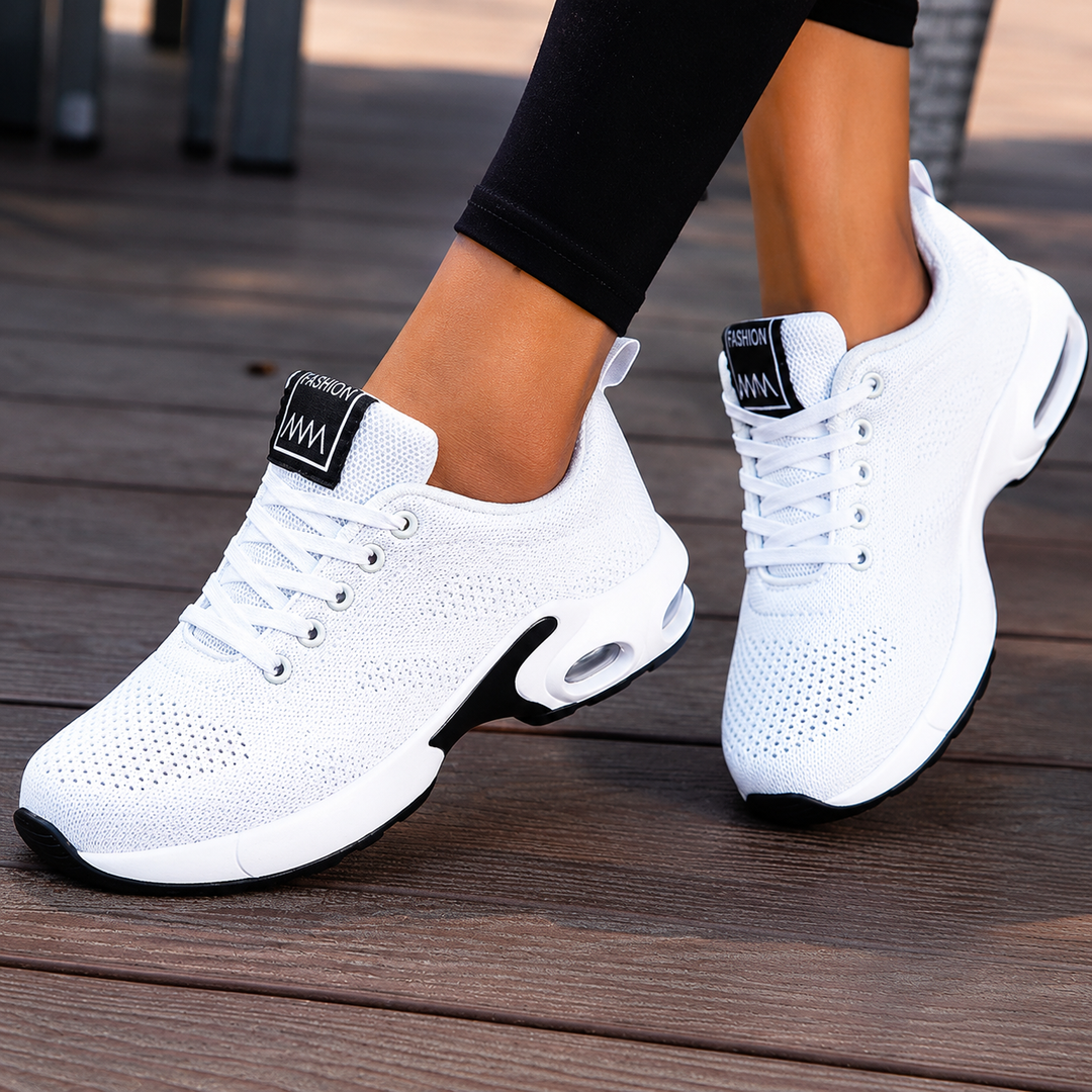 Women's perforated walking sneakers with lace-up front