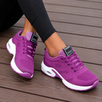 Women's perforated walking sneakers with lace-up front
