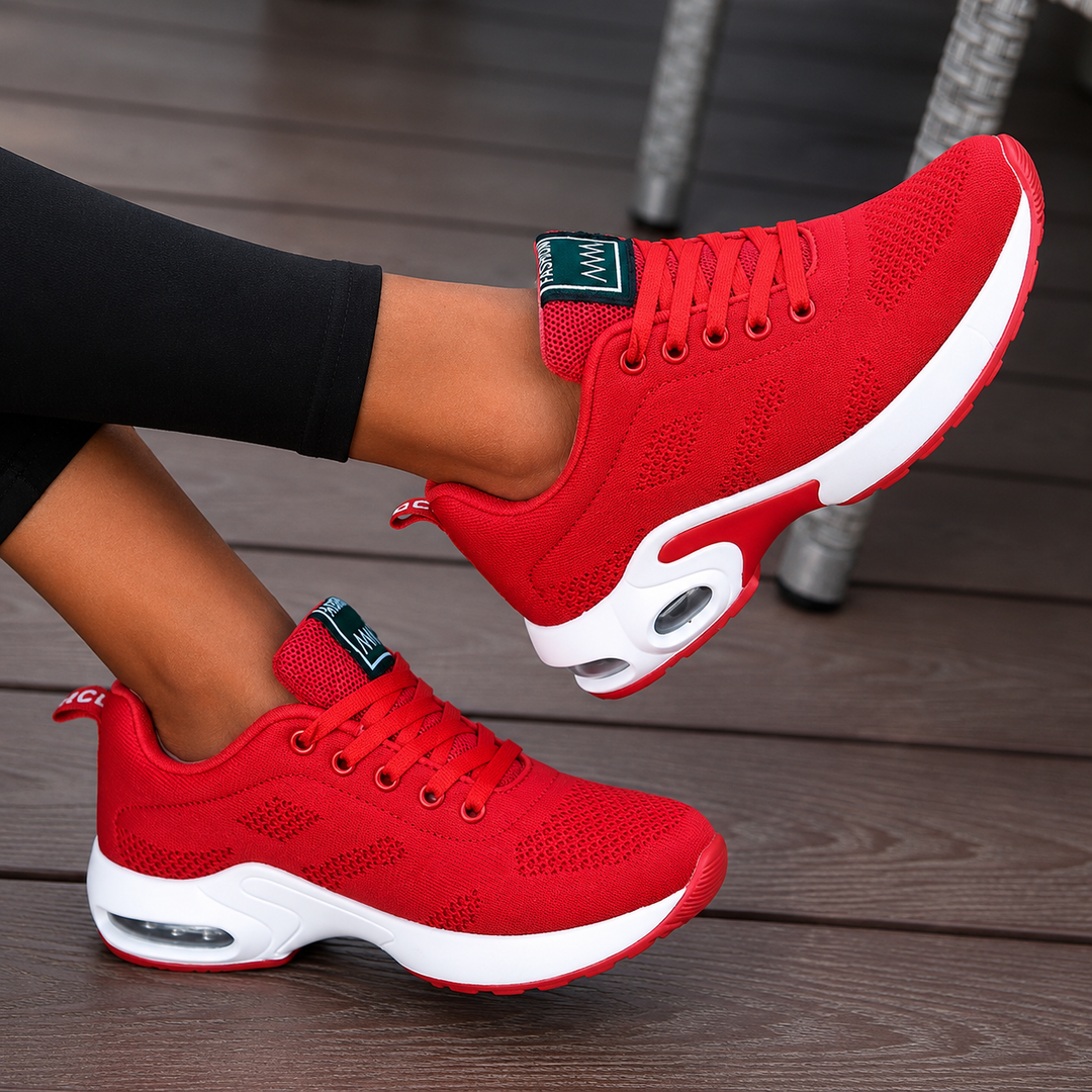 Women's perforated walking sneakers with lace-up front