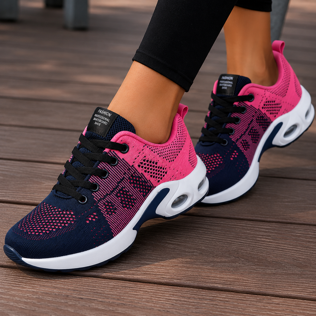 Women's perforated walking sneakers with lace-up front