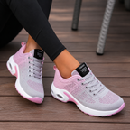 Women's perforated walking sneakers with lace-up front