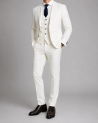 Men's three-piece suit with fitted jacket, waistcoat and tailored trousers