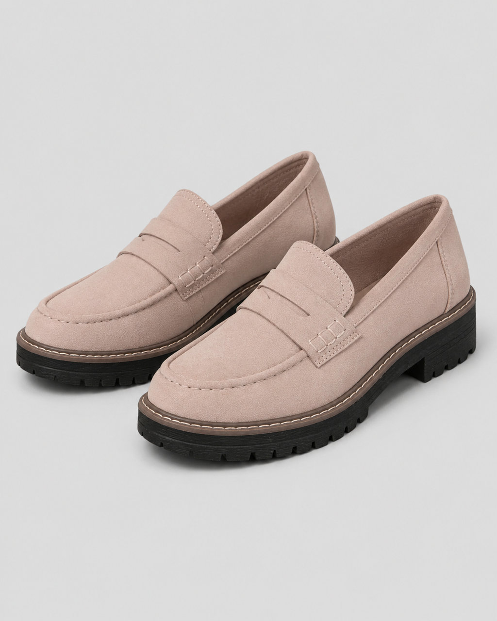 Women's slip-on loafers with buckle detail and lug soles