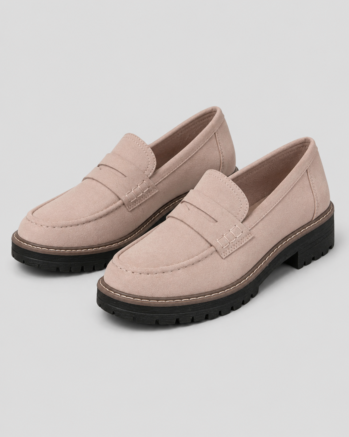 Women's slip-on loafers with buckle detail and lug soles