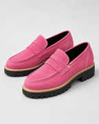 Women's slip-on loafers with buckle detail and lug soles