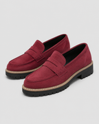Women's slip-on loafers with buckle detail and lug soles