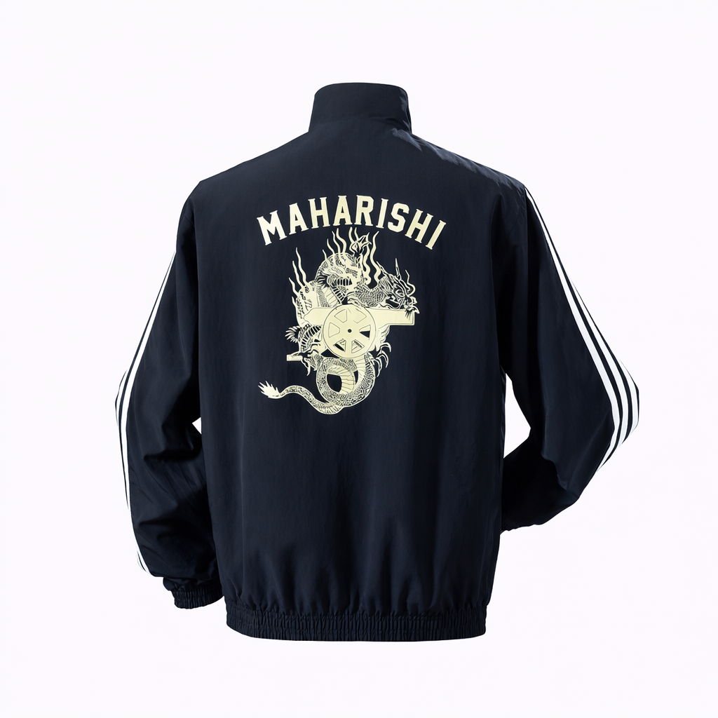 Men's reversible Arsenal track jacket with black and abstract patterned sides