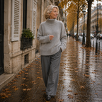 Women's plain turtleneck jumper with long sleeves and ribbed trims