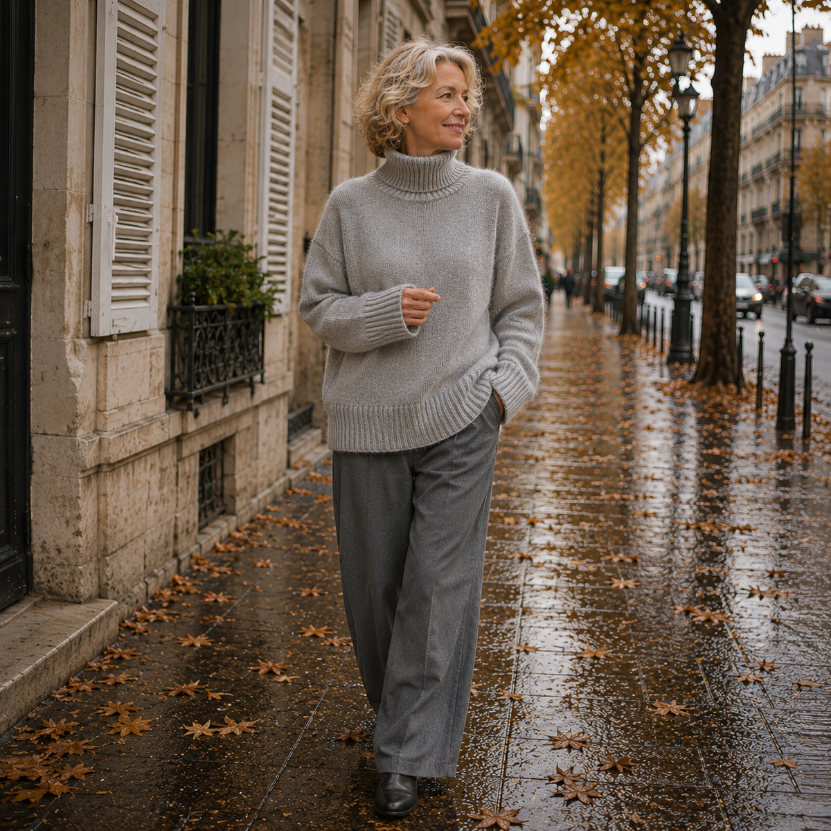 Women's plain turtleneck jumper with long sleeves and ribbed trims