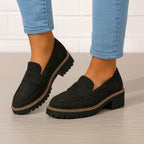 Women's penny loafers with chunky ridged soles