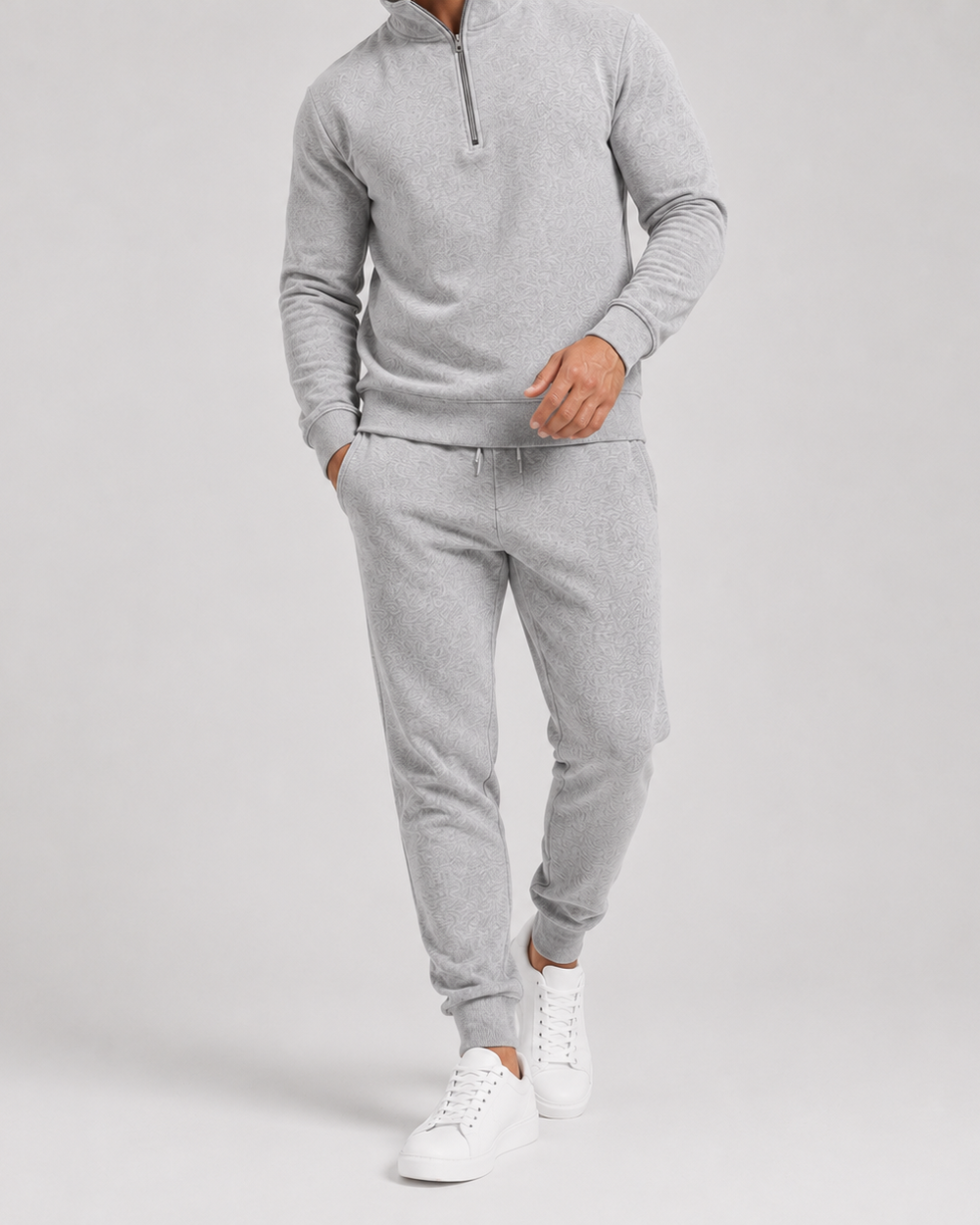Men's half zip sweatshirt and jogger tracksuit set
