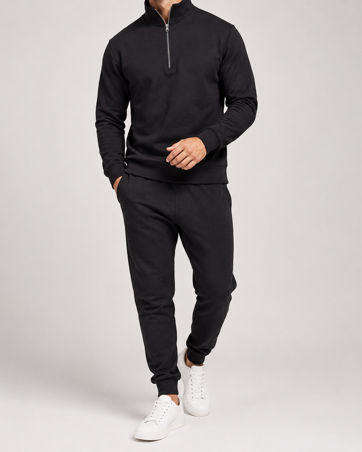 Men's half zip sweatshirt and jogger tracksuit set