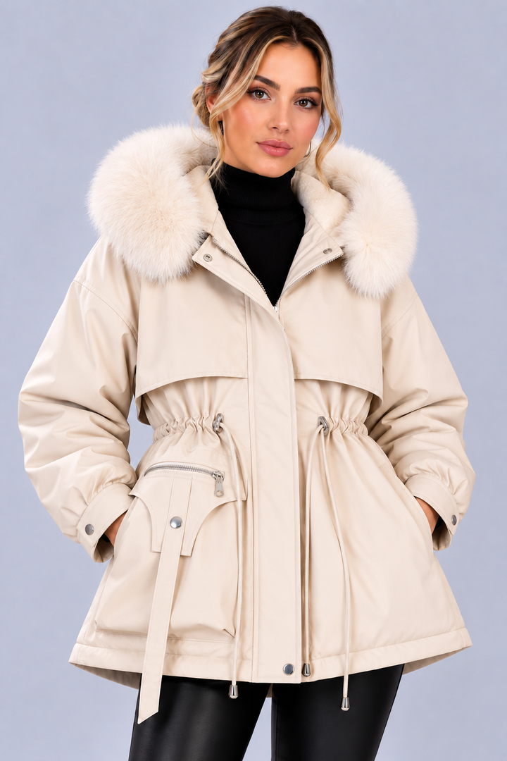 Women's Padded Winter Parka with Faux Fur Hood