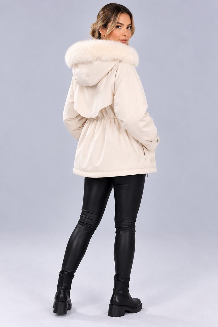 Women's Padded Winter Parka with Faux Fur Hood