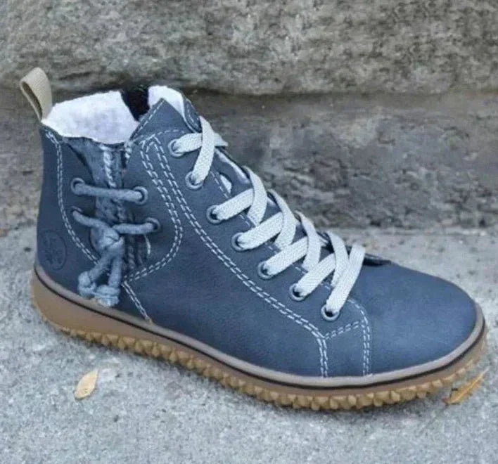 Women's high top lace-up sneakers with contrast stitching