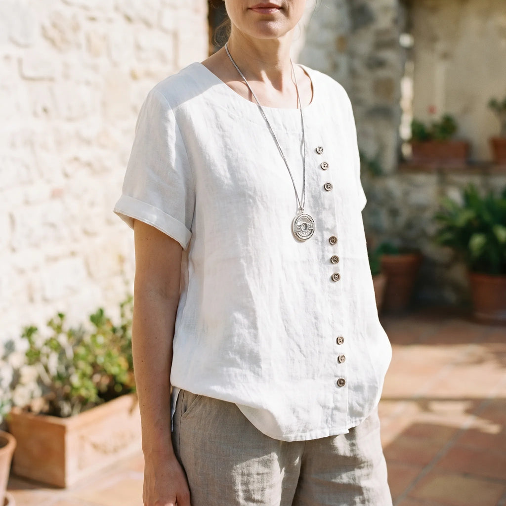 Cielora - Relaxed Short Sleeve Tunic Top