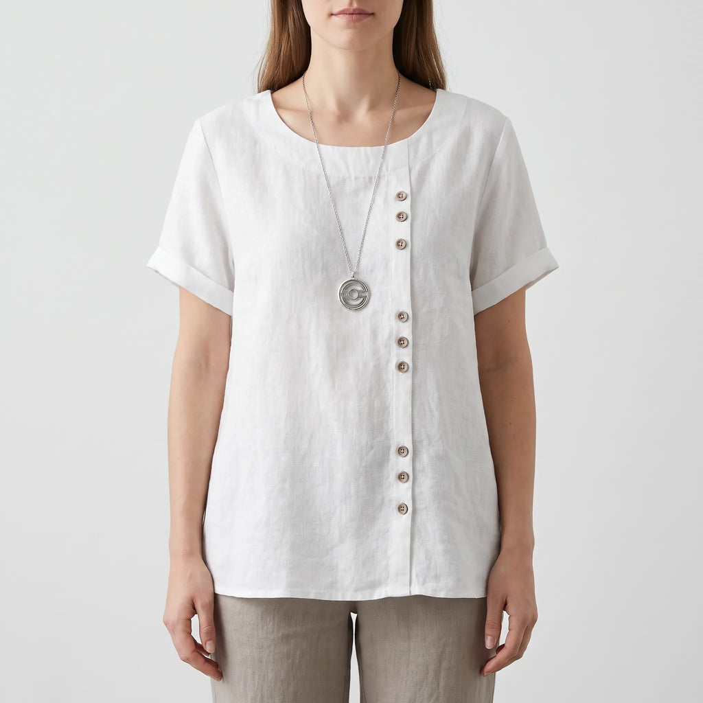 Cielora - Relaxed Short Sleeve Tunic Top
