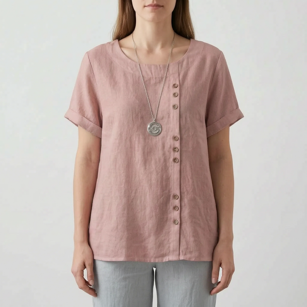 Cielora - Relaxed Short Sleeve Tunic Top