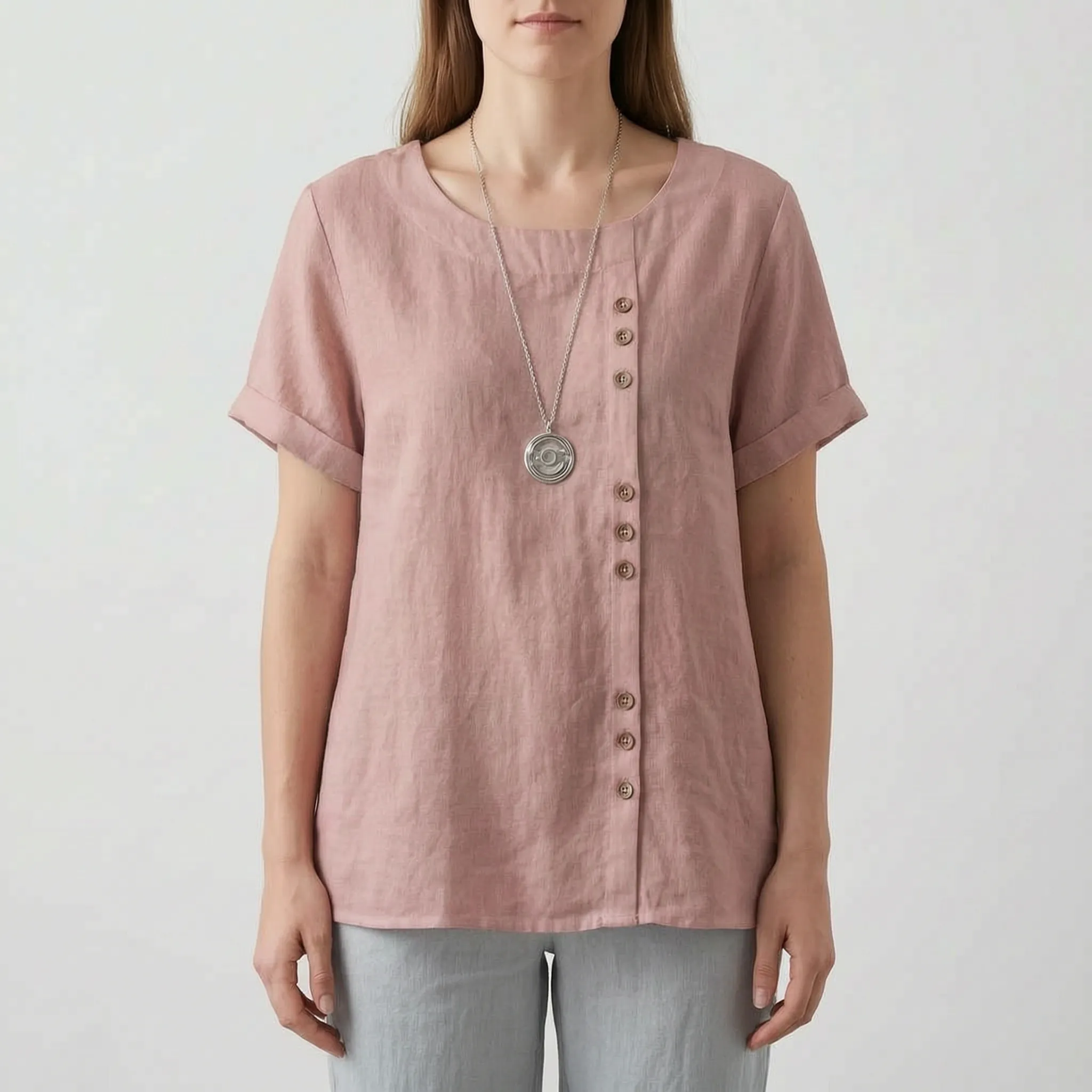 Cielora - Relaxed Short Sleeve Tunic Top