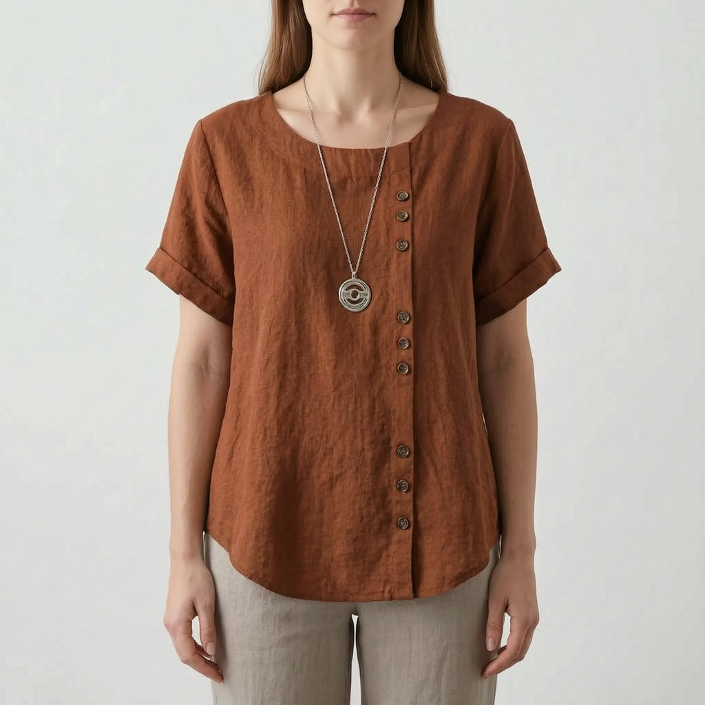 Cielora - Relaxed Short Sleeve Tunic Top