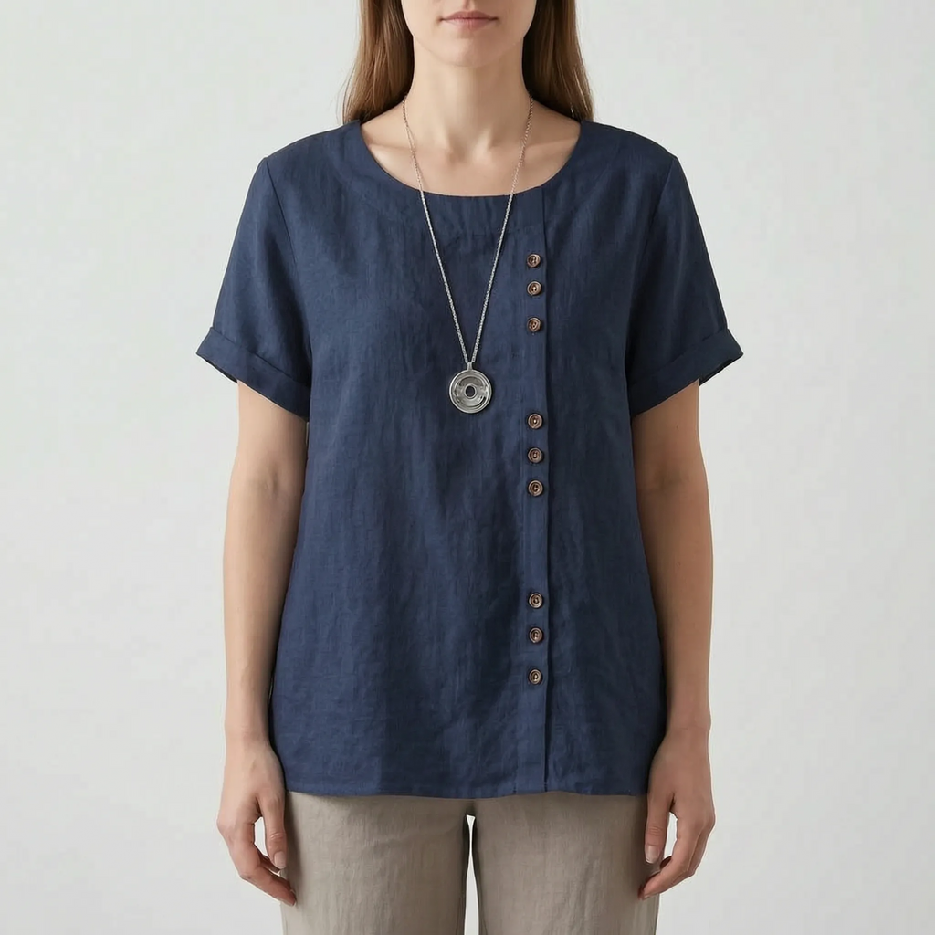 Cielora - Relaxed Short Sleeve Tunic Top