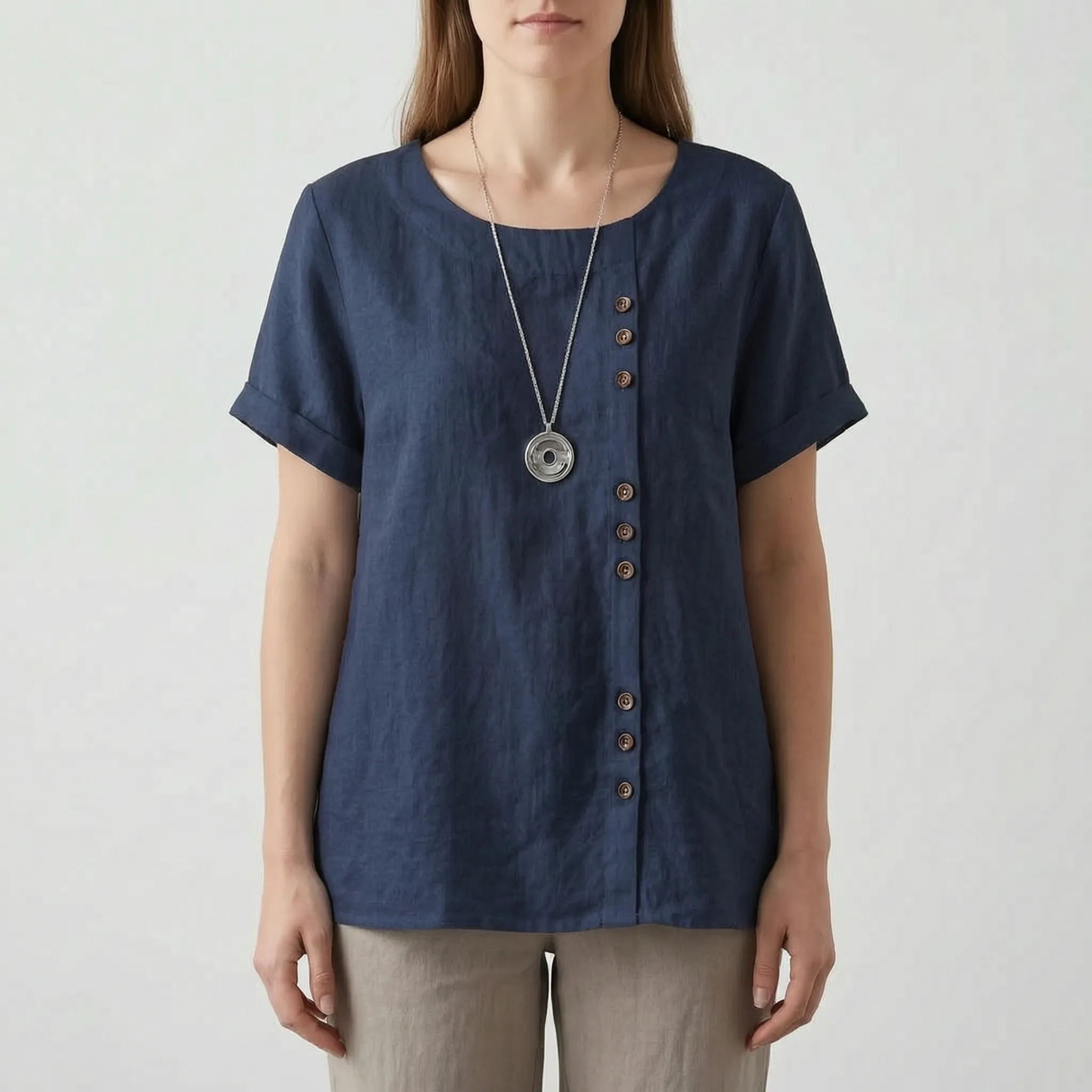 Cielora - Relaxed Short Sleeve Tunic Top