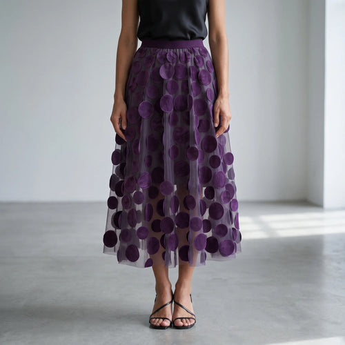 Circla  - A-Line 3D Polka Dot Midi Skirt Wedding Guest Outfits