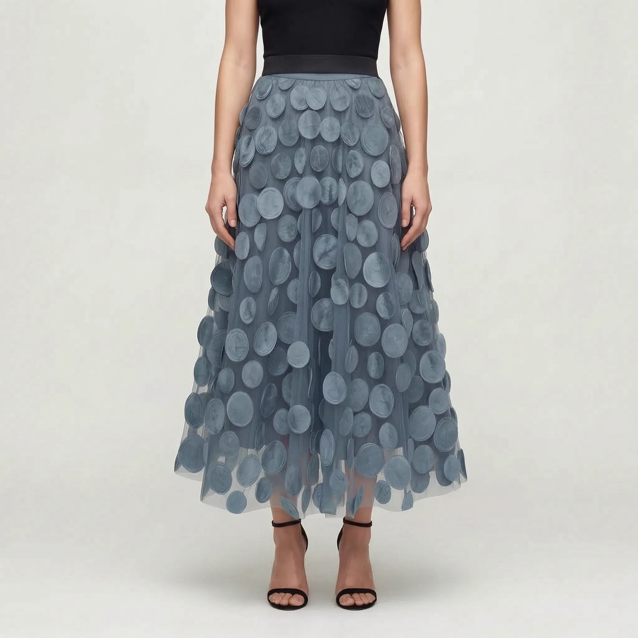 Circla  - A-Line 3D Polka Dot Midi Skirt Wedding Guest Outfits