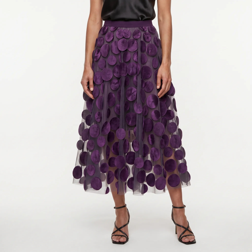 Circla  - A-Line 3D Polka Dot Midi Skirt Wedding Guest Outfits