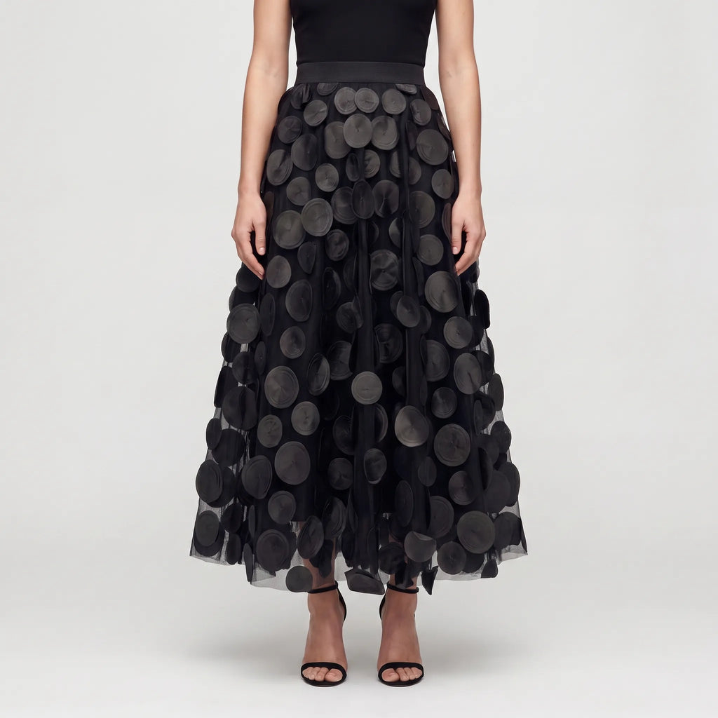 Circla  - A-Line 3D Polka Dot Midi Skirt Wedding Guest Outfits