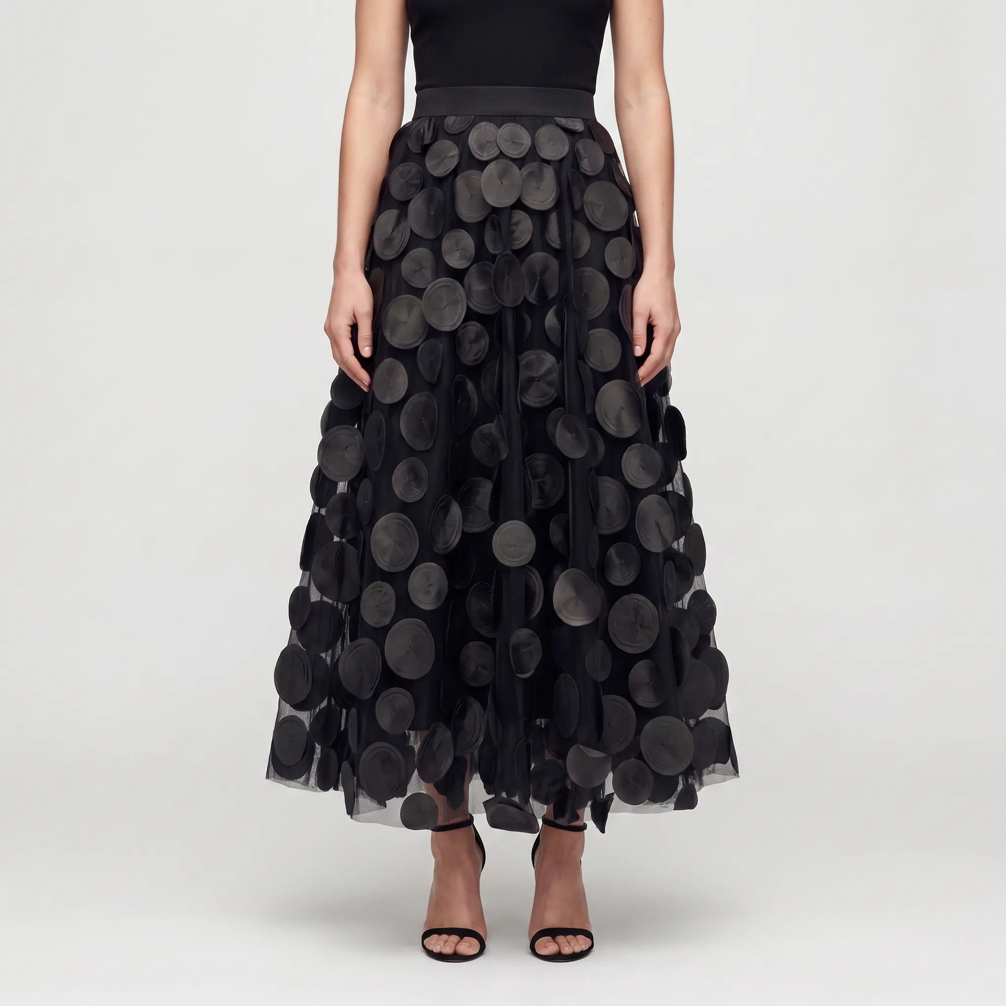 Circla  - A-Line 3D Polka Dot Midi Skirt Wedding Guest Outfits