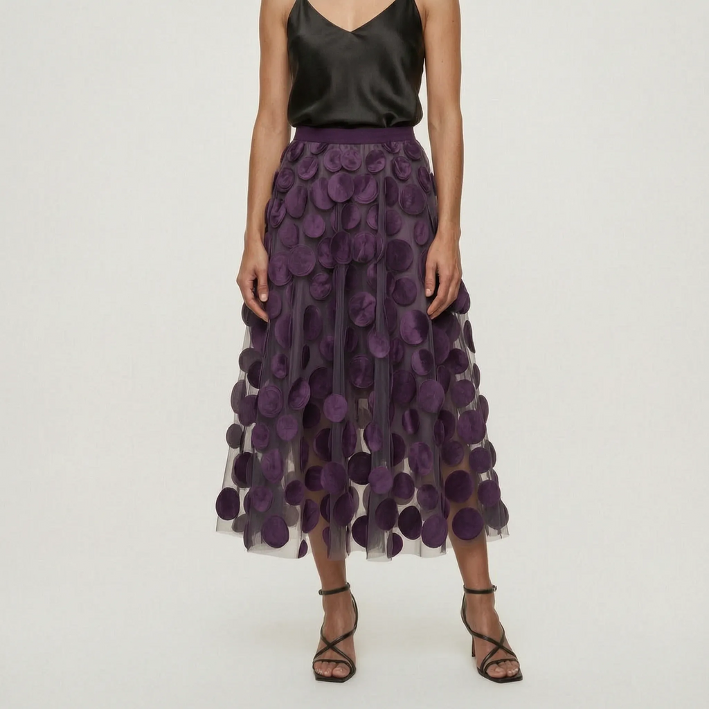 Circla  - A-Line 3D Polka Dot Midi Skirt Wedding Guest Outfits