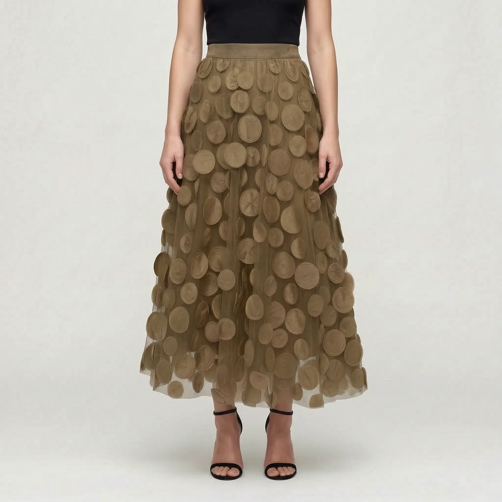 Circla  - A-Line 3D Polka Dot Midi Skirt Wedding Guest Outfits