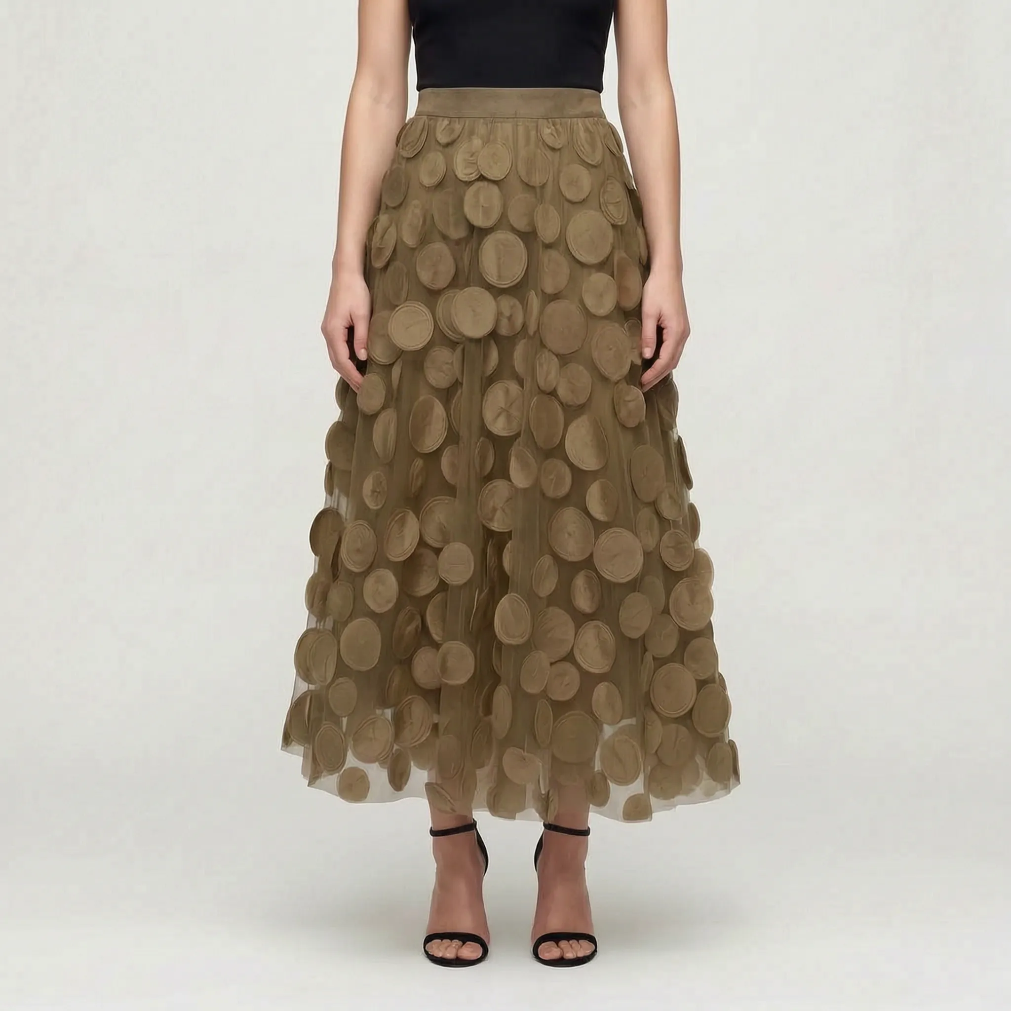 Circla  - A-Line 3D Polka Dot Midi Skirt Wedding Guest Outfits